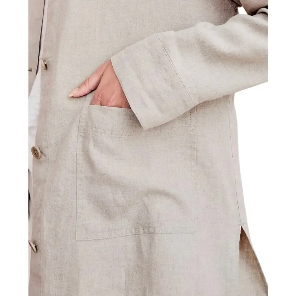 EILEEN FISHER Women’s Organic Linen Button Up Shirt Jacket medium - Picture 2 of 6